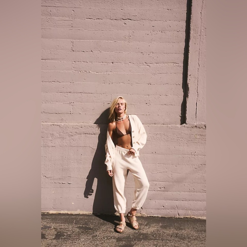 FREE PEOPLE Hailee Cardi  Set - Powder Sand 🎉 NWOT - Picture 8 of 15